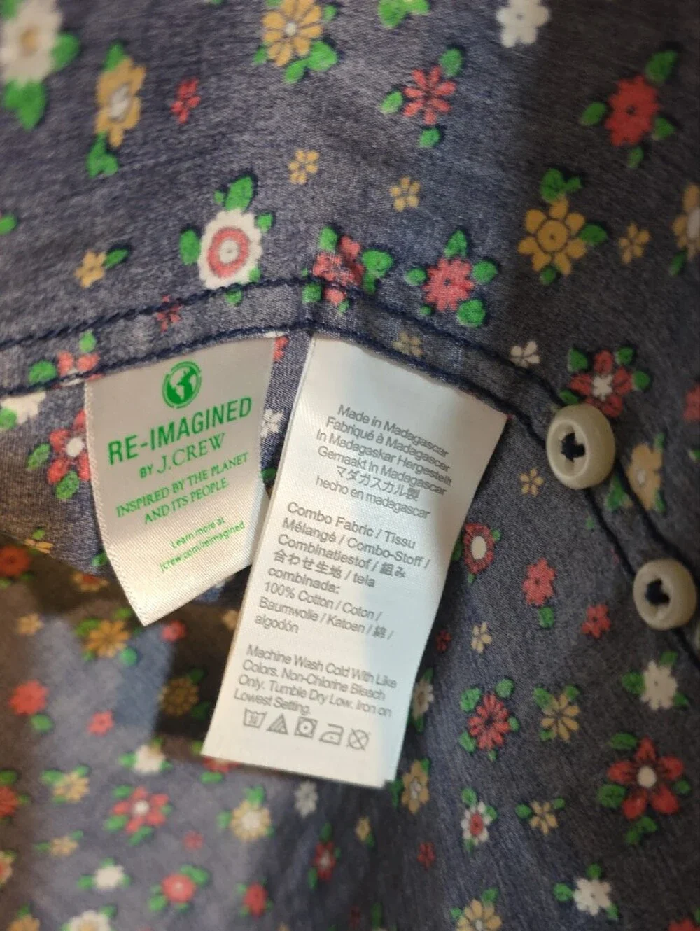 J.Crew Secret Wash Shirting Navy Ditsy Floral Button Down LT Classic Fit